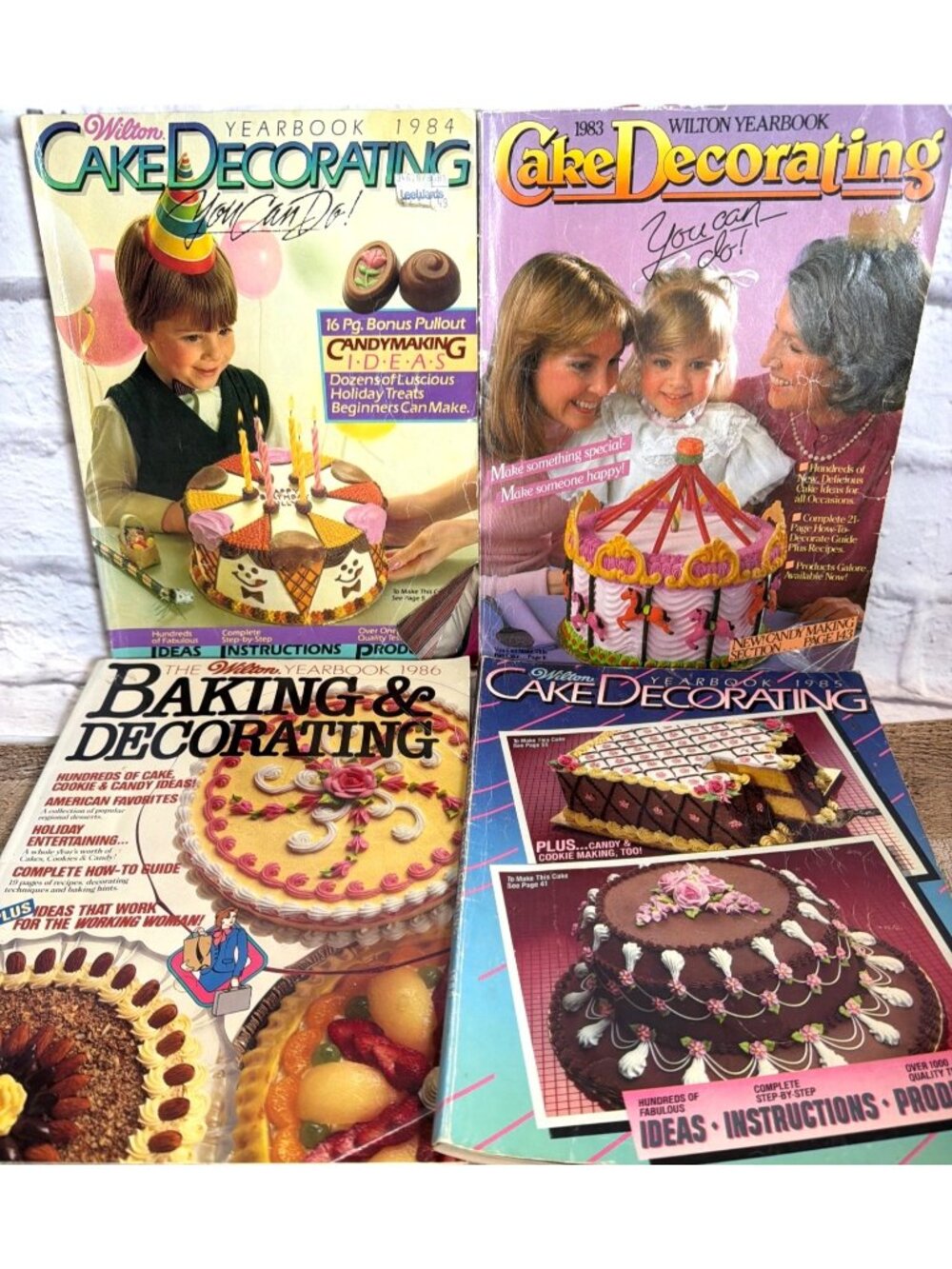Vintage 80s Wilton Cake Decorating Books Lot of 4 Patterns Candy Wedding Cakes